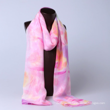 Newest design flower printed factory price wholesale long silk scarf